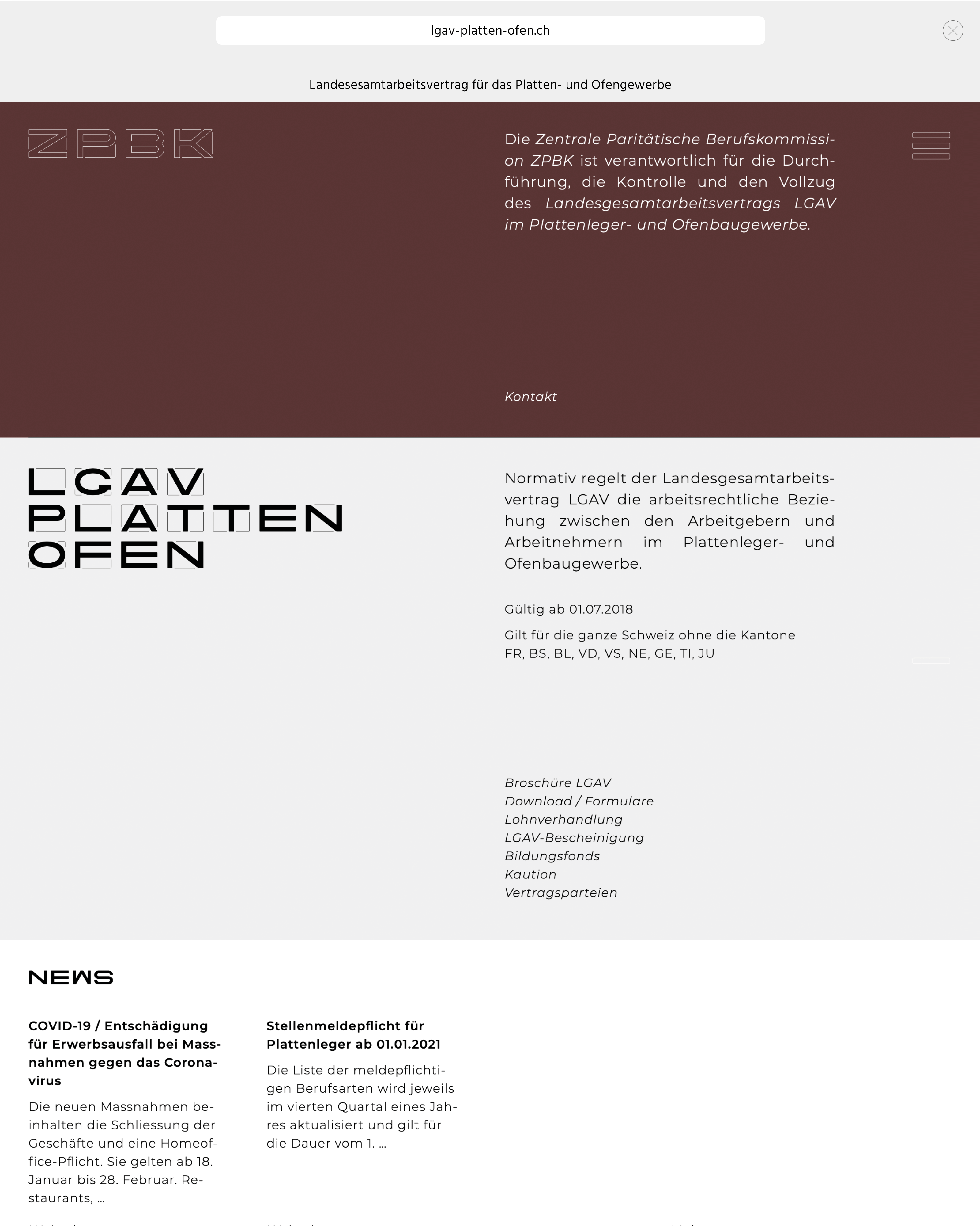 Webseite für den Verein ZPBK